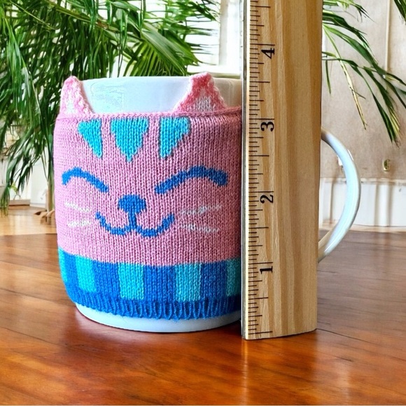 Karma “Purrk Me Up” Cat Mug with Pink & Blue Knit Cozy - Adorable & Unique! - Picture 9 of 14